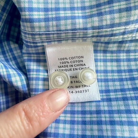 UNTUCKit Plaid Regular Fit Wrinkle Free Button Up Dress Shirt Large L Blue White - Picture 5 of 7